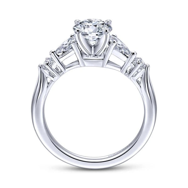 14K White Gold Round Three Stone Diamond Engagement Ring