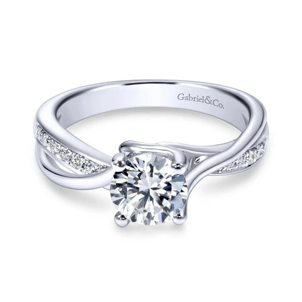 14K White Gold Round Bypass Diamond Engagement Ring