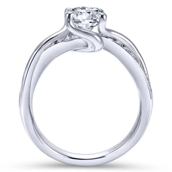 14K White Gold Round Bypass Diamond Engagement Ring