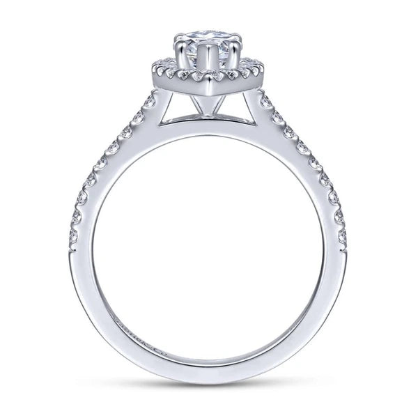 14K White Gold Marquise Halo Diamond Engagement Ring