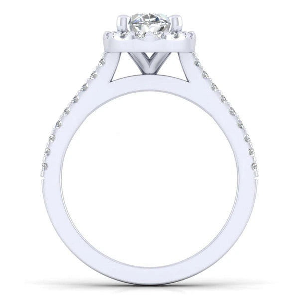 14K White Gold Oval Halo Diamond Engagement Ring