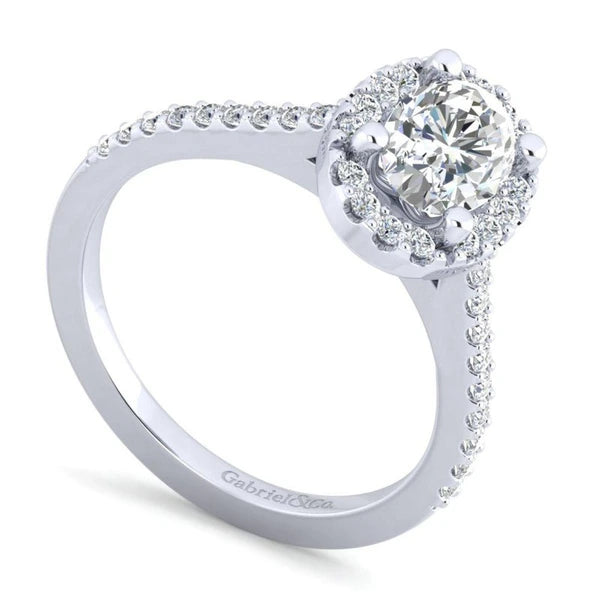 14K White Gold Oval Halo Diamond Engagement Ring