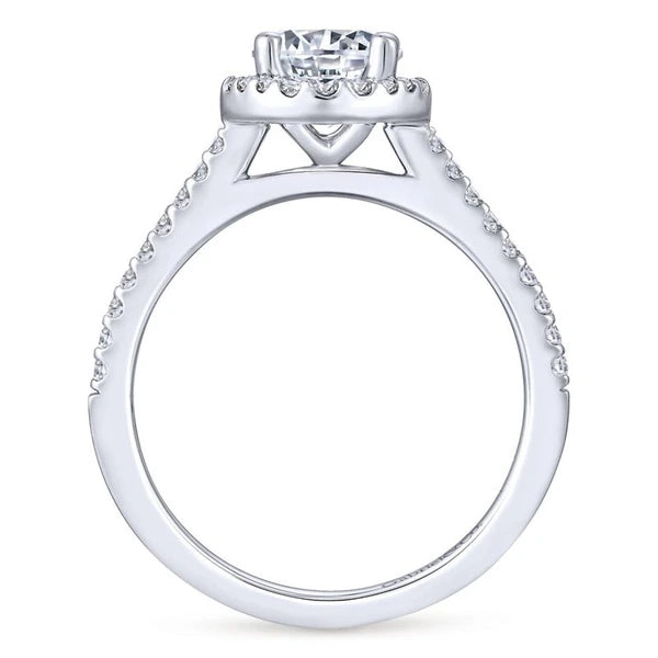 14K White Gold Round Halo Diamond Engagement Ring