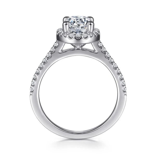 14K White Gold Round Halo Diamond Engagement Ring