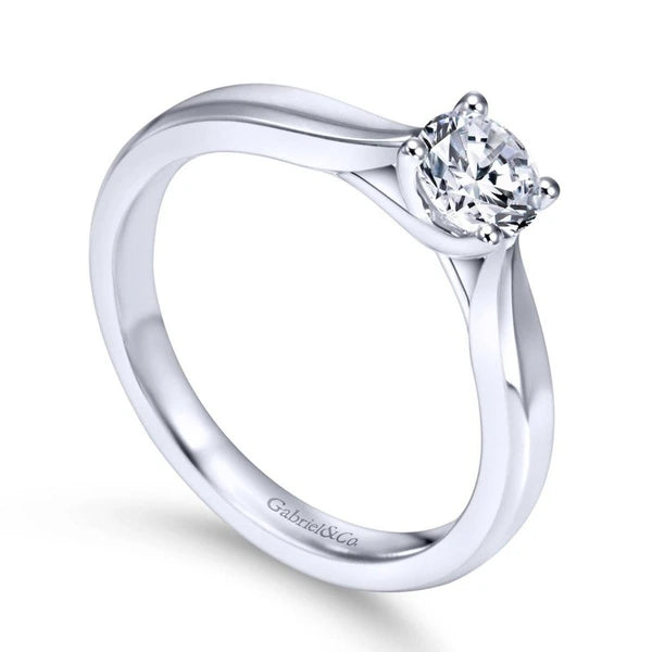14K White Gold Round Diamond Engagement Ring
