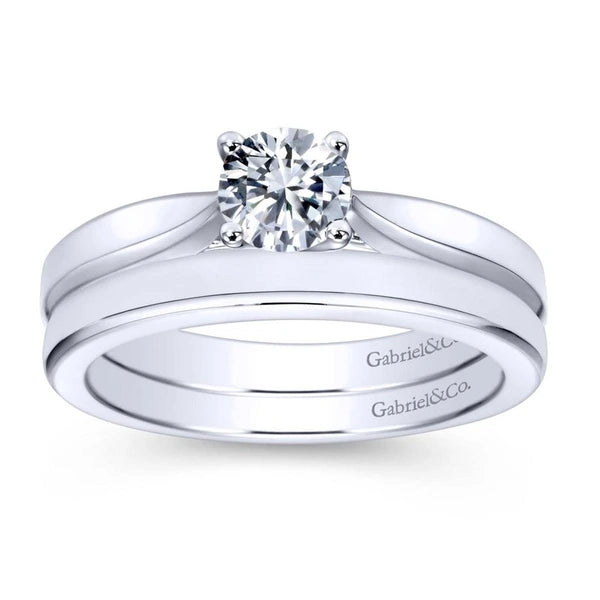 14K White Gold Round Diamond Engagement Ring