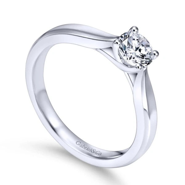14K White Gold Round Diamond Engagement Ring