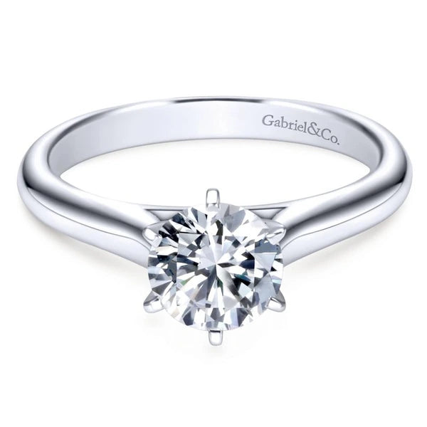 14K White Gold Round Diamond Engagement Ring