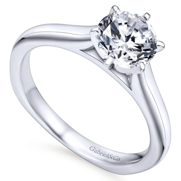 14K White Gold Round Diamond Engagement Ring