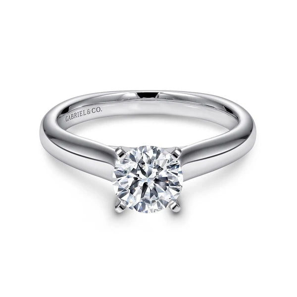 14K White Gold Round Diamond Engagement Ring