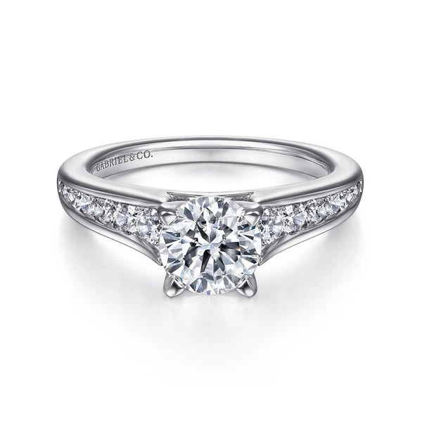 14K White Gold Round Diamond Channel Set Engagement Ring