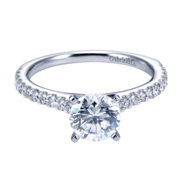 14K White Gold Round Diamond Engagement Ring