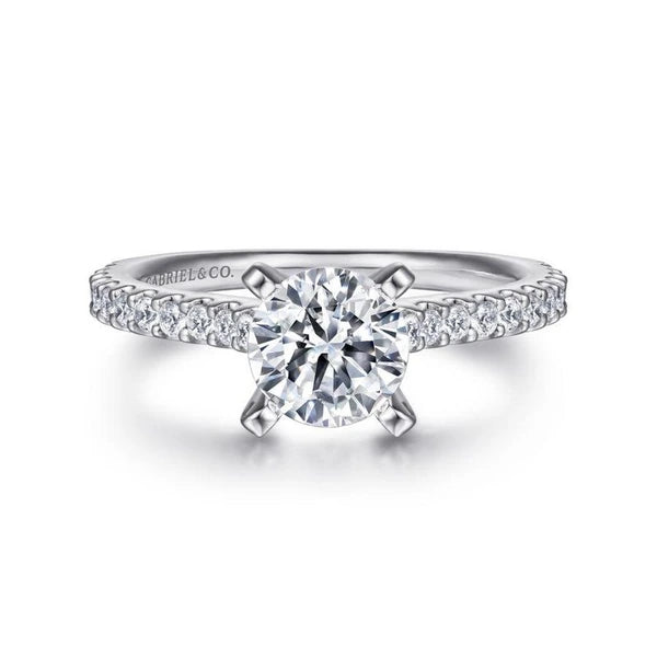 14K White Gold Round Diamond Engagement Ring