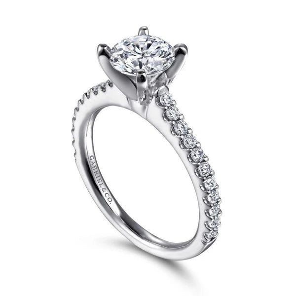 14K White Gold Round Diamond Engagement Ring