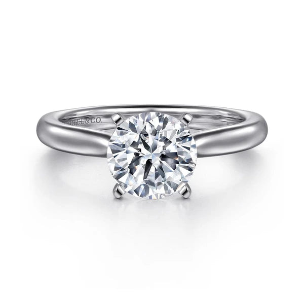 14K White Gold Round Solitaire Diamond Engagement Ring