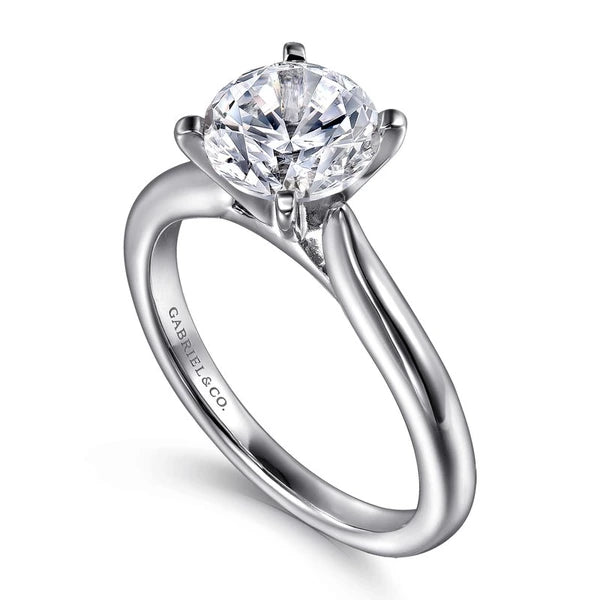 14K White Gold Round Solitaire Diamond Engagement Ring