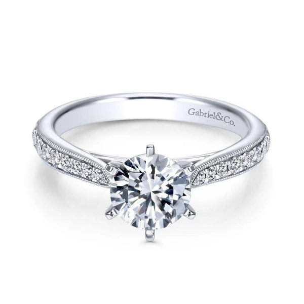 14K White Gold Round Diamond Engagement Ring