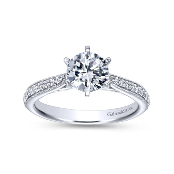 14K White Gold Round Diamond Engagement Ring