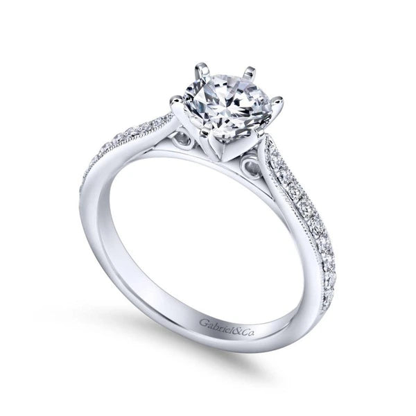 14K White Gold Round Diamond Engagement Ring
