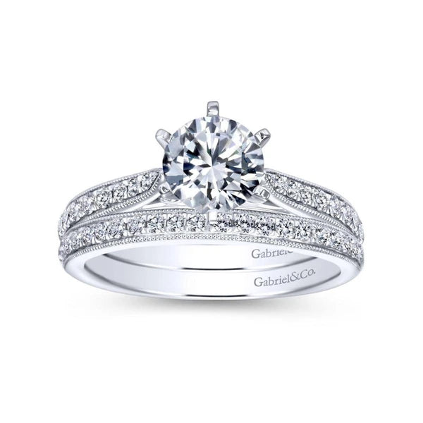 14K White Gold Round Diamond Engagement Ring