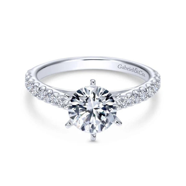 14K White Gold Round Diamond Engagement Ring