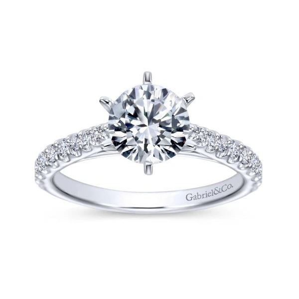 14K White Gold Round Diamond Engagement Ring