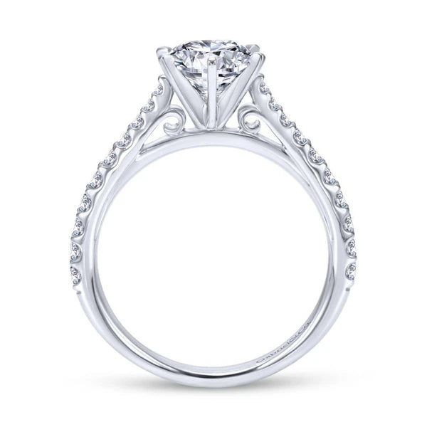 14K White Gold Round Diamond Engagement Ring