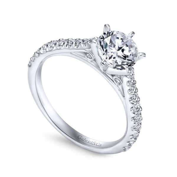 14K White Gold Round Diamond Engagement Ring