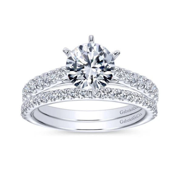 14K White Gold Round Diamond Engagement Ring