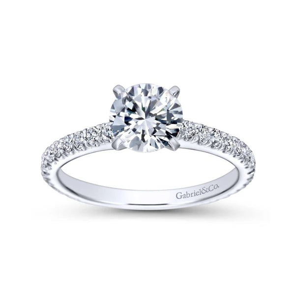 14K White Gold Round Diamond Engagement Ring