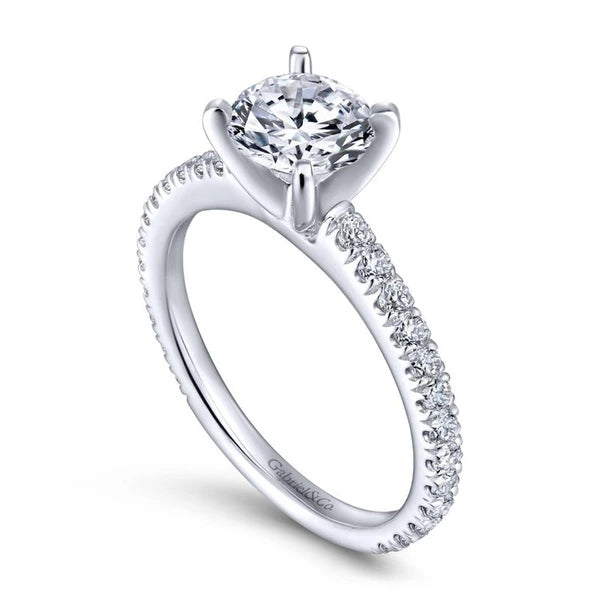 14K White Gold Round Diamond Engagement Ring