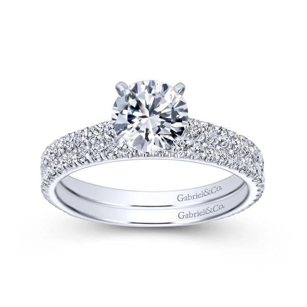 14K White Gold Round Diamond Engagement Ring