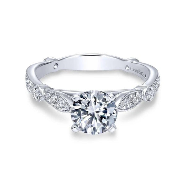 14K White Gold Round Diamond Engagement Ring