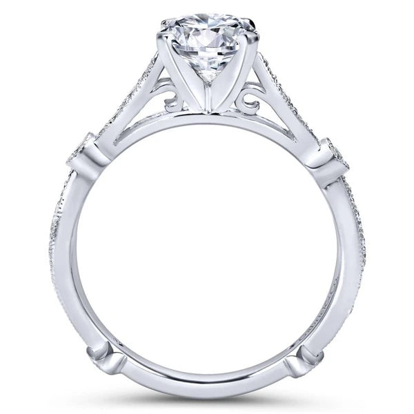 14K White Gold Round Diamond Engagement Ring