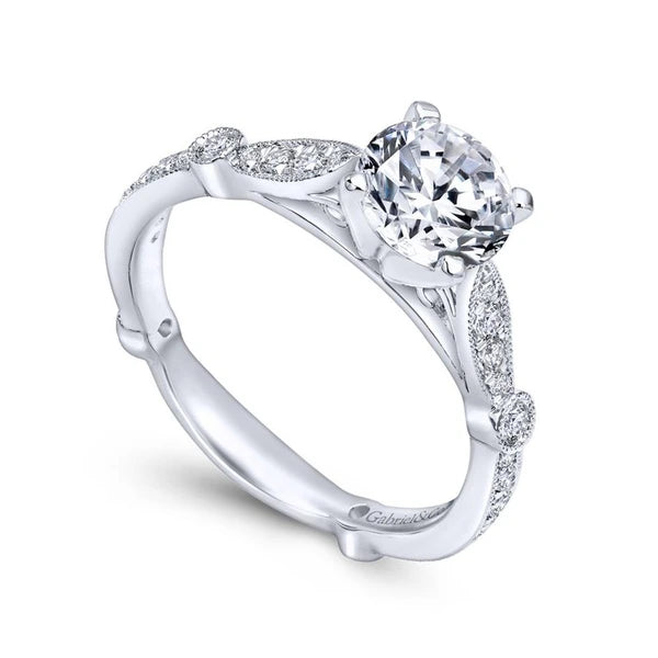 14K White Gold Round Diamond Engagement Ring