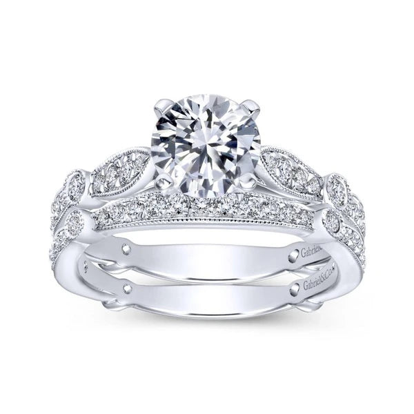 14K White Gold Round Diamond Engagement Ring
