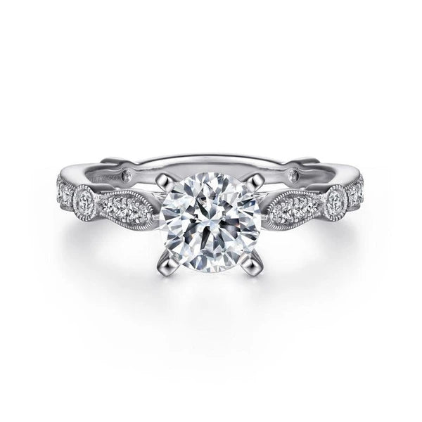 14K White Gold Round Diamond Engagement Ring