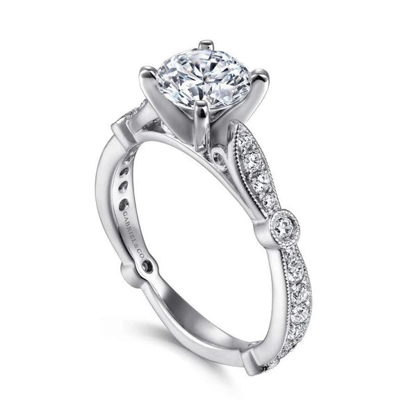 14K White Gold Round Diamond Engagement Ring