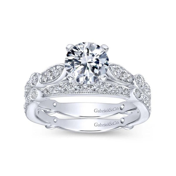 14K White Gold Round Diamond Engagement Ring
