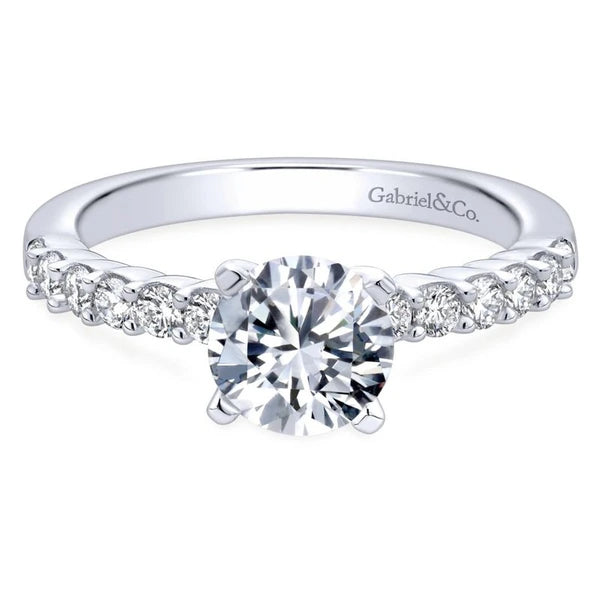 14K White Gold Round Diamond Engagement Ring