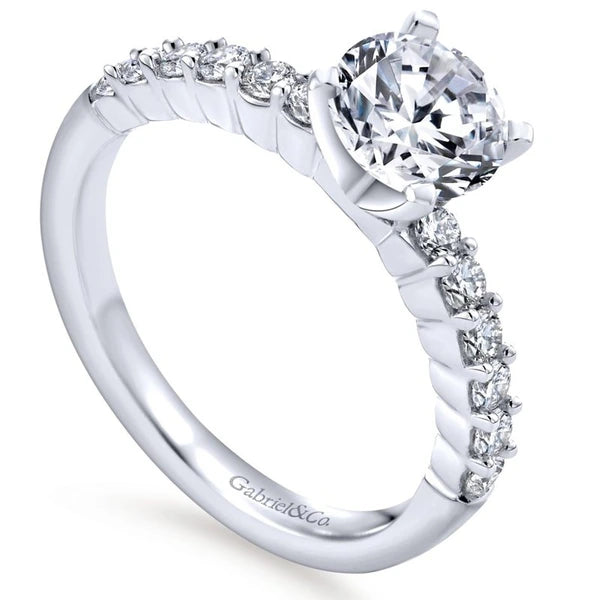 14K White Gold Round Diamond Engagement Ring