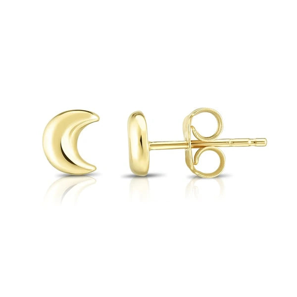14K Gold Moon Stud Earring