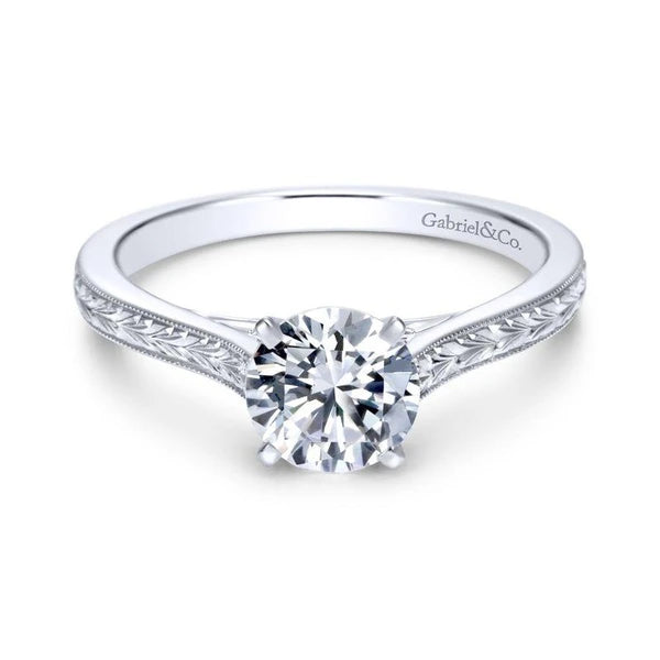 14K White Gold Round Diamond Engagement Ring
