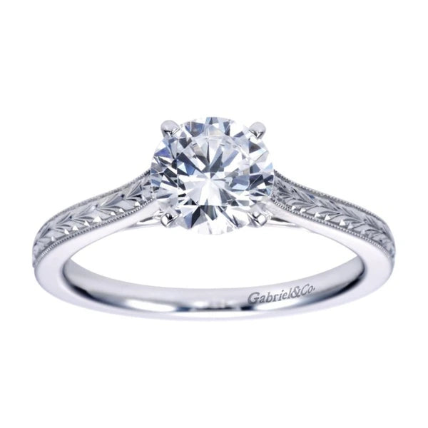 14K White Gold Round Diamond Engagement Ring