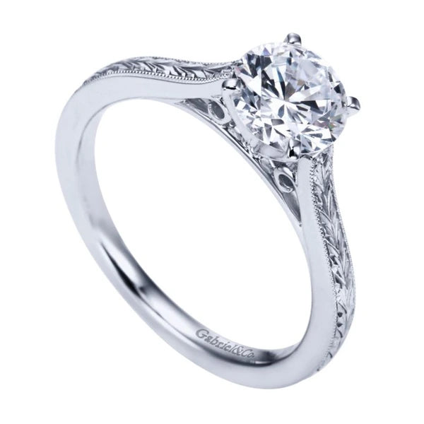 14K White Gold Round Diamond Engagement Ring