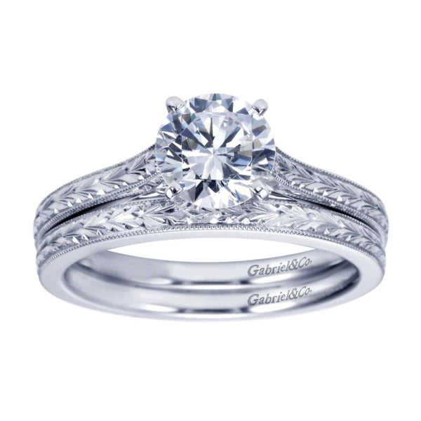 14K White Gold Round Diamond Engagement Ring