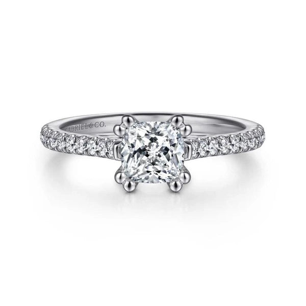 14K White Gold Cushion Cut Diamond Engagement Ring
