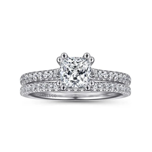 14K White Gold Cushion Cut Diamond Engagement Ring