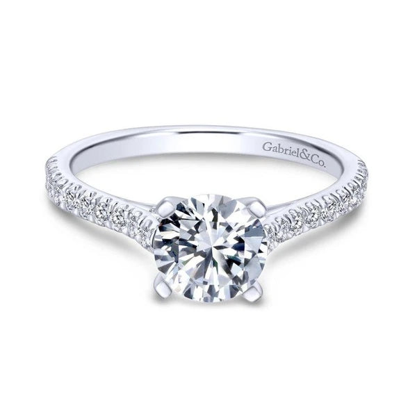 14K White Gold Round Diamond Engagement Ring