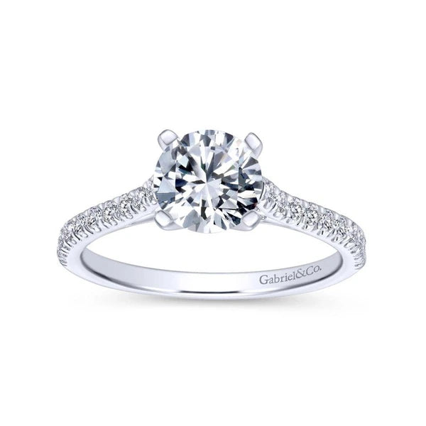 14K White Gold Round Diamond Engagement Ring